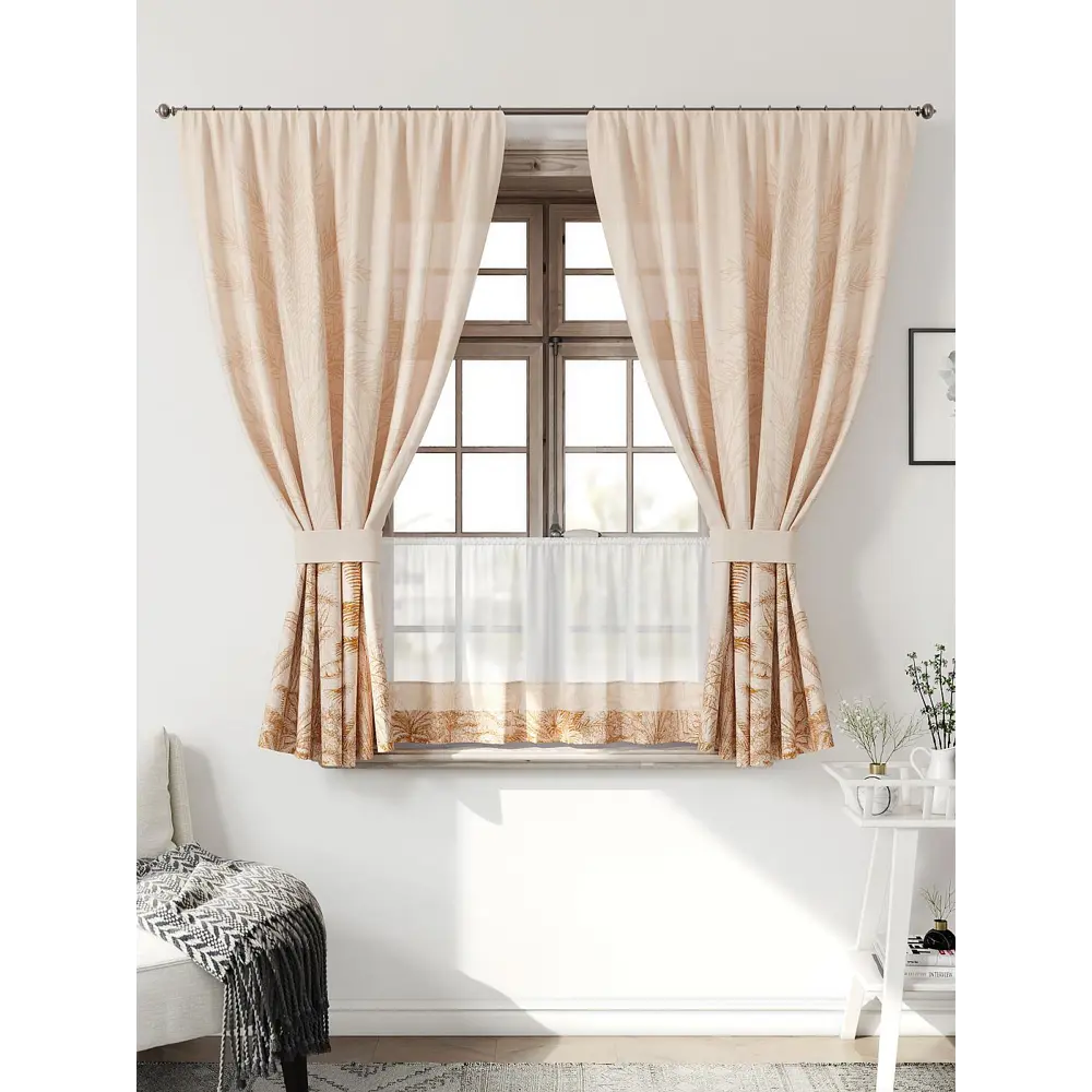 Фото 2 Комплект штор Comfy way CW705143-160 на шторной ленте 160x150 см цвет оранжевый, персиковый, горчичный, светло-бежевый Фото 2 Комплект штор Comfy way CW705143-160 на шторной ленте 160x150 см цвет оранжевый, персиковый, горчичный, светло-бежевый
