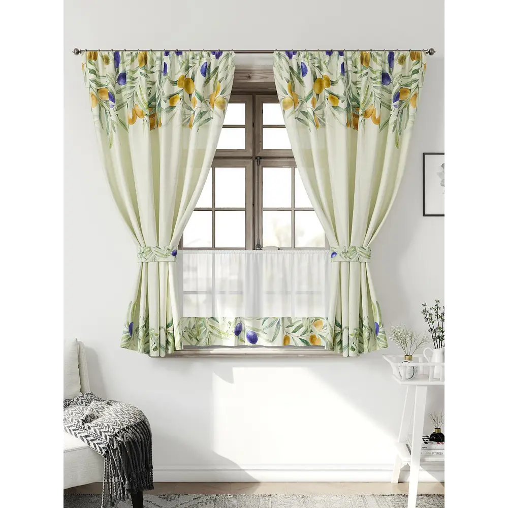 Фото 2 Комплект штор Comfy way CW705152-160 на шторной ленте 160x150 см цвет бежевый, зеленый, песочный Фото 2 Комплект штор Comfy way CW705152-160 на шторной ленте 160x150 см цвет бежевый, зеленый, песочный
