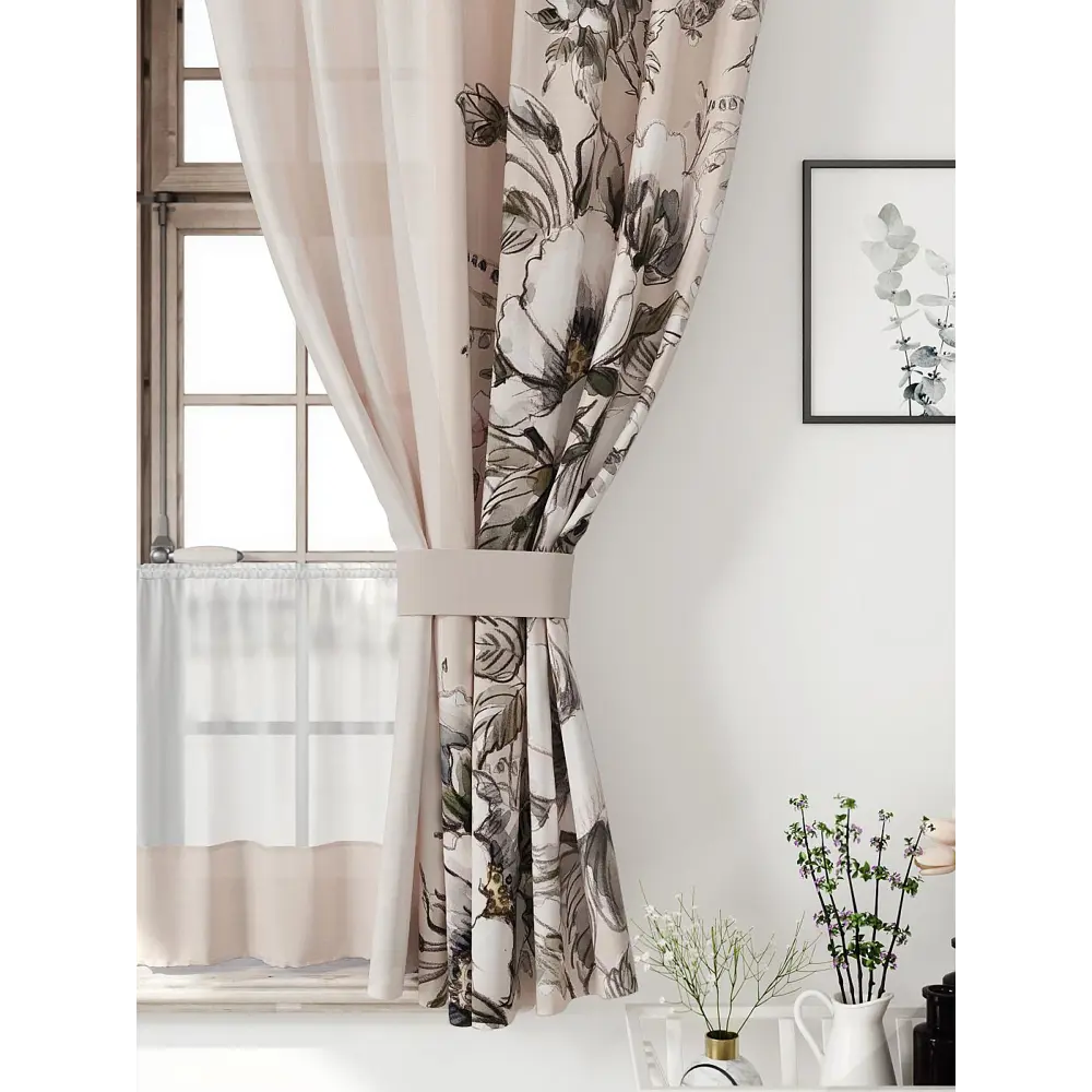 Фото 3 Комплект штор Comfy way CW705196-160 на шторной ленте 160x150 см цвет бежевый, коричневый, серый Фото 3 Комплект штор Comfy way CW705196-160 на шторной ленте 160x150 см цвет бежевый, коричневый, серый