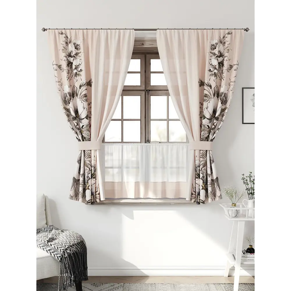 Фото 2 Комплект штор Comfy way CW705196-160 на шторной ленте 160x150 см цвет бежевый, коричневый, серый Фото 2 Комплект штор Comfy way CW705196-160 на шторной ленте 160x150 см цвет бежевый, коричневый, серый