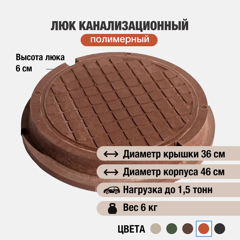 Фото Люк колодца Новая Эра ⌀460мм красный Фото Люк колодца Новая Эра ⌀460мм красный