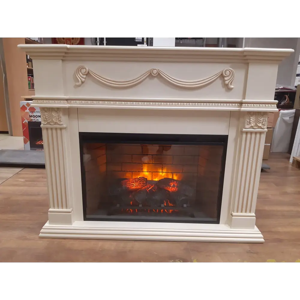 Фото 2 Каминокомплект Inter Flame Касабланка бежевый с золотой патиной с очагом Foton 21-33 LED FX QZ IF-EF 06-33 Фото 2 Каминокомплект Inter Flame Касабланка бежевый с золотой патиной с очагом Foton 21-33 LED FX QZ IF-EF 06-33