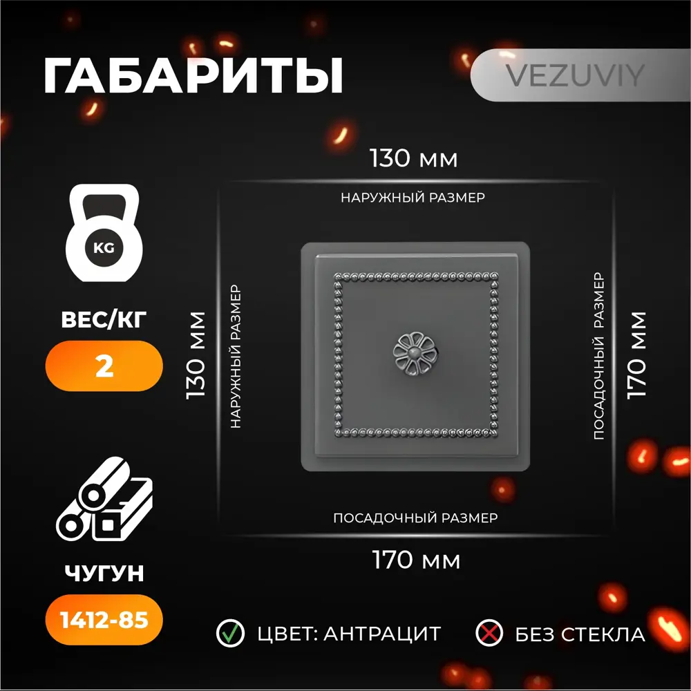 Фото 4 Дверка Везувий прочистная 235 антрацит 50x180x180мм Фото 4 Дверка Везувий прочистная 235 антрацит 50x180x180мм
