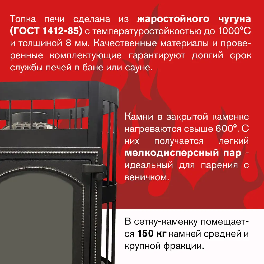 Фото 3 Чугунная печь для бани Этна 24 ДТ-4С Стандарт б/в Фото 3 Чугунная печь для бани Этна 24 ДТ-4С Стандарт б/в