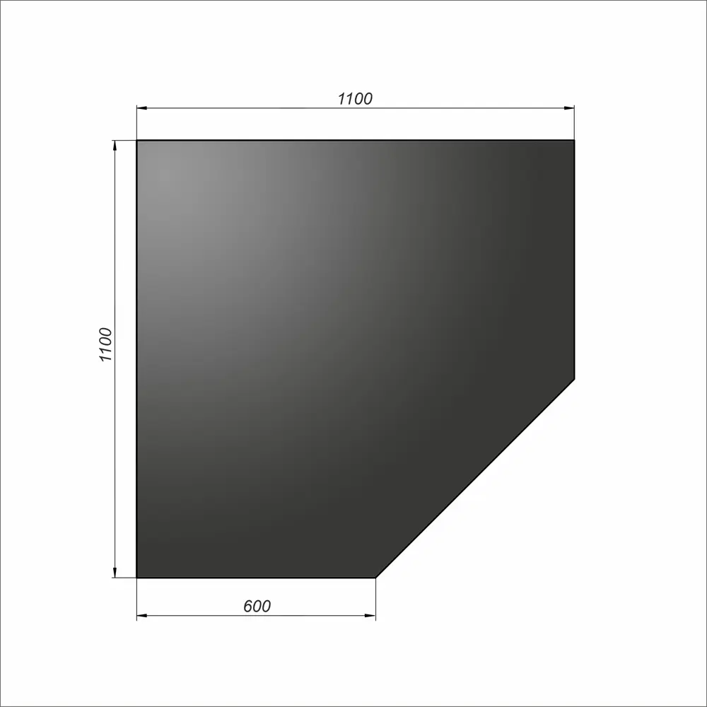 Фото 2 Притопочный лист угловой Везувий стеклянный 1100x1100x2мм черный Фото 2 Притопочный лист угловой Везувий стеклянный 1100x1100x2мм черный