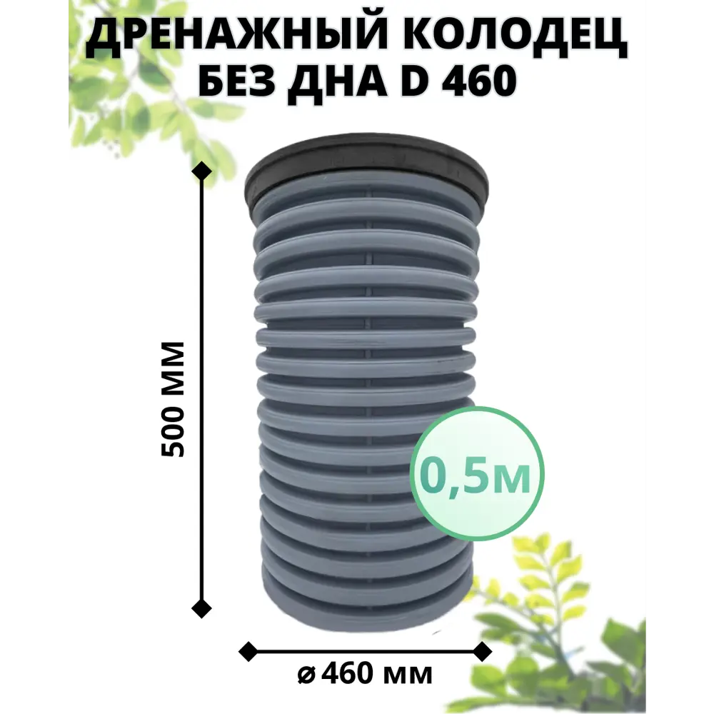 Фото Колодец дренажный Астра без дна ⌀460мм 0.5м с черным люком Фото Колодец дренажный Астра без дна ⌀460мм 0.5м с черным люком