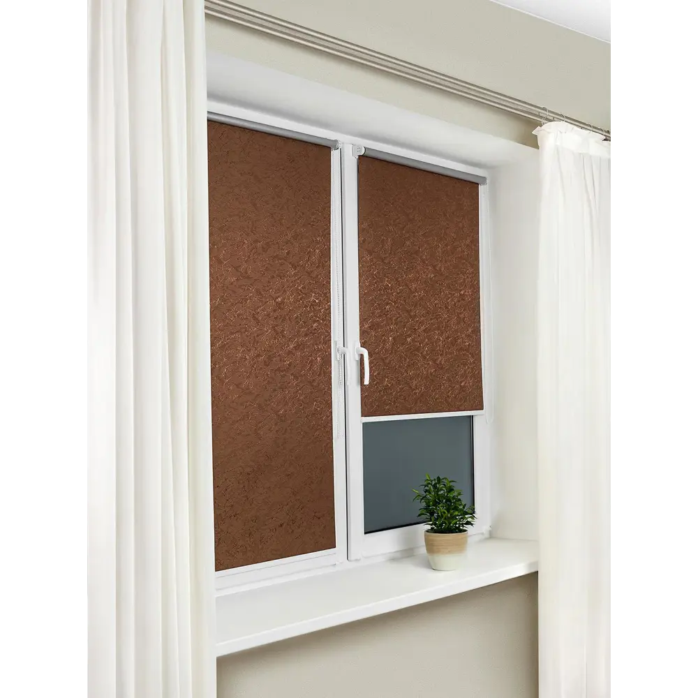 Фото Рулонная штора Delfa "Венеция" 81*170 см цвет шоколадный Фото Рулонная штора Delfa "Венеция" 81*170 см цвет шоколадный