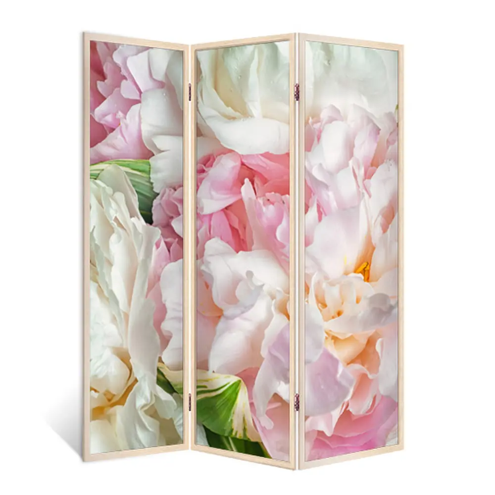 Фото Ширма перегородка для комнаты деревянная "Лепестки лета" двухсторонняя с картинкой (цветы) 3 створки кремовый дуб 176x140 см 11 кг Фото Ширма перегородка для комнаты деревянная "Лепестки лета" двухсторонняя с картинкой (цветы) 3 створки кремовый дуб 176x140 см 11 кг