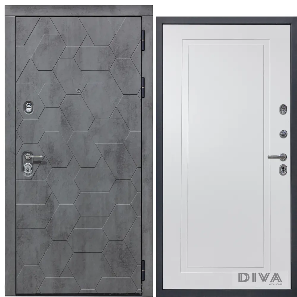 Фото Входная дверь Diva МД-51 УТ-00075359 металлическая правая 205x86см цвет бетон Фото Входная дверь Diva МД-51 УТ-00075359 металлическая правая 205x86см цвет бетон