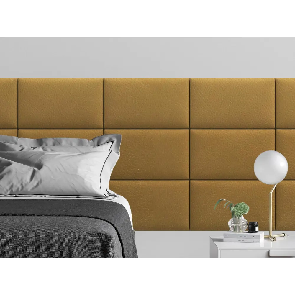 Фото 2 Комплект мягких панелей Tartilla прямоугольник эко кожа цвет золотой 500x300x35мм 4шт Фото 2 Комплект мягких панелей Tartilla прямоугольник эко кожа цвет золотой 500x300x35мм 4шт