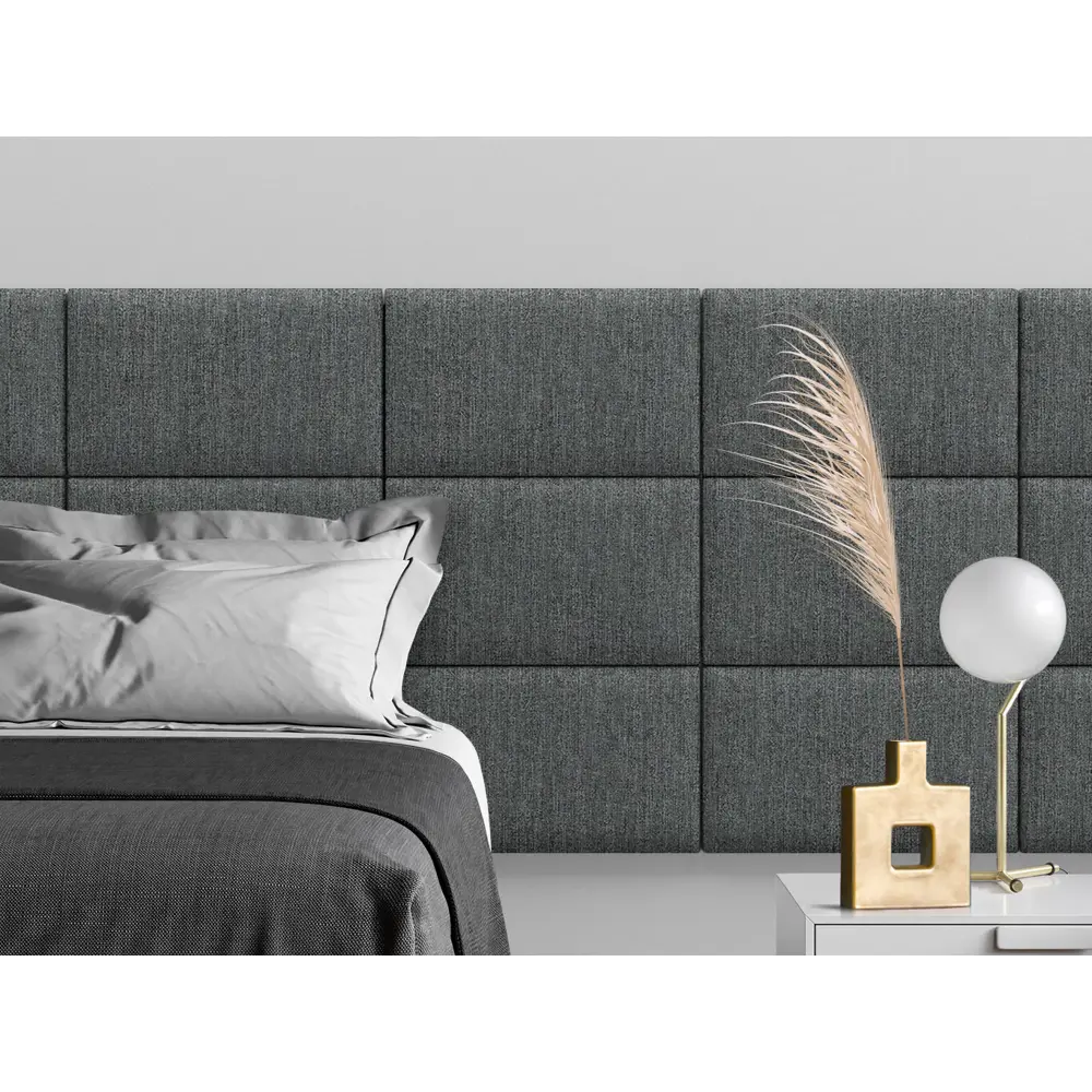 Фото 2 Комплект мягких панелей Tartilla прямоугольник хлопок цвет серый 500x300x35мм 4шт Фото 2 Комплект мягких панелей Tartilla прямоугольник хлопок цвет серый 500x300x35мм 4шт