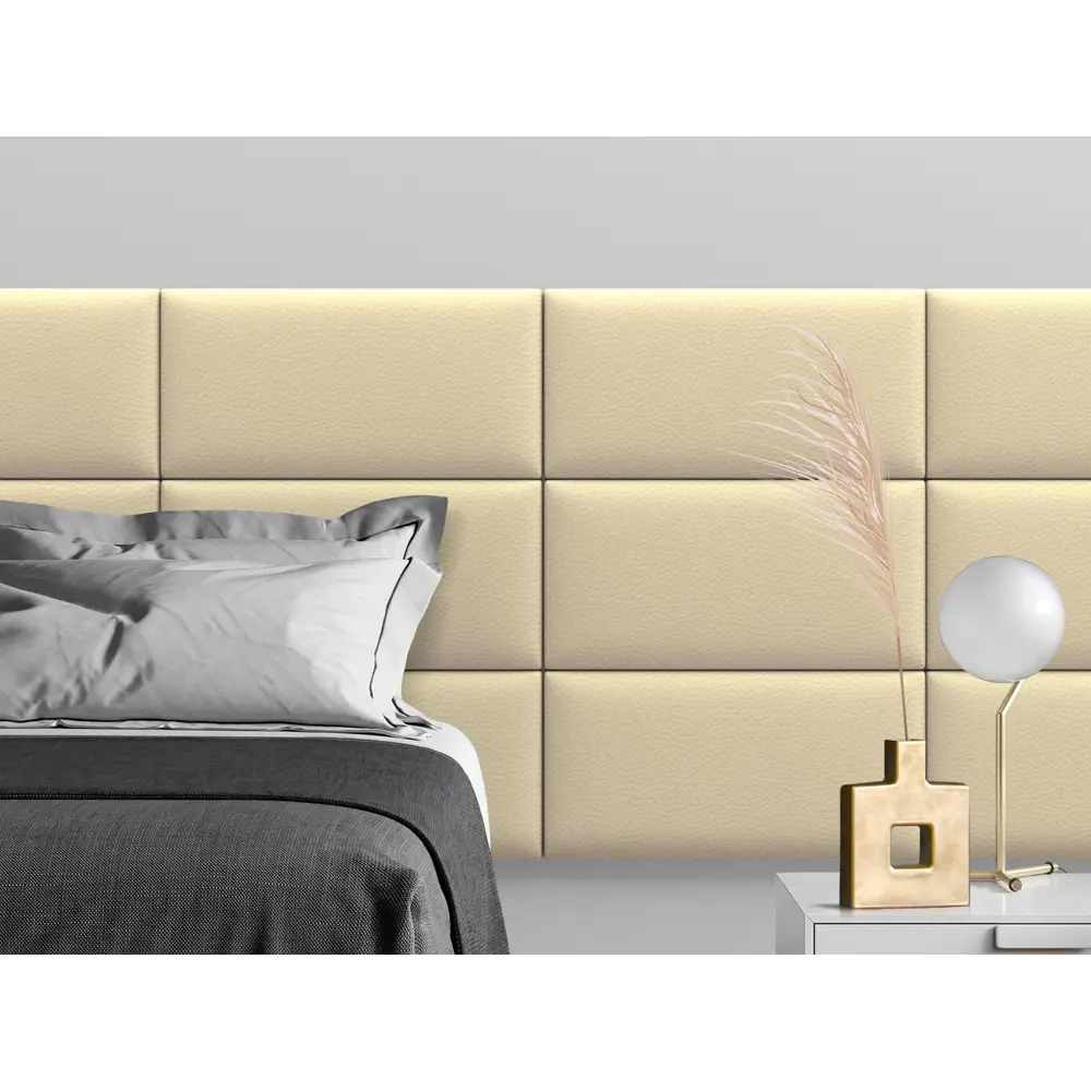 Фото 2 Комплект мягких панелей Tartilla прямоугольник эко кожа цвет ваниль 600x300x29мм 4шт Фото 2 Комплект мягких панелей Tartilla прямоугольник эко кожа цвет ваниль 600x300x29мм 4шт