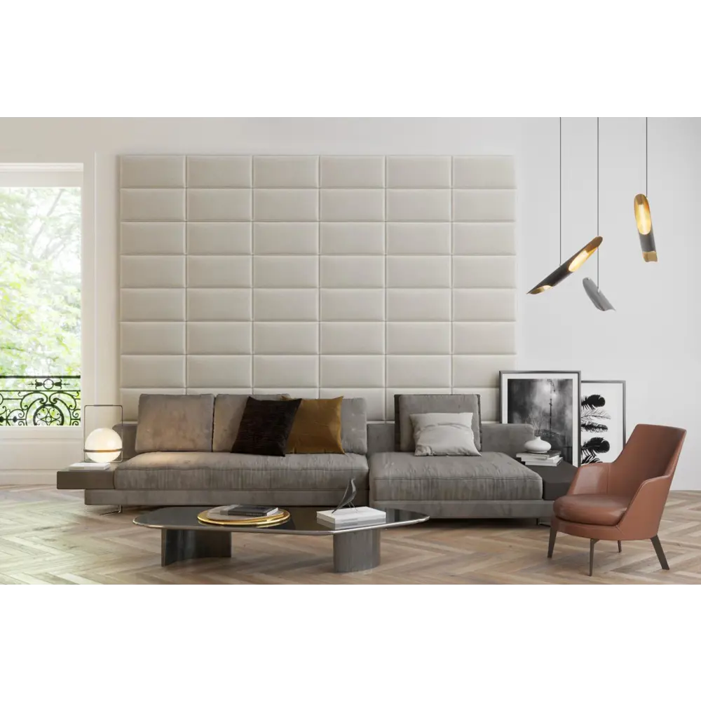 Фото Комплект мягких панелей Tartilla прямоугольник эко кожа цвет ваниль 600x300x29мм 4шт Фото Комплект мягких панелей Tartilla прямоугольник эко кожа цвет ваниль 600x300x29мм 4шт