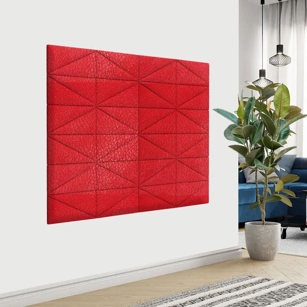 Фото 2 Комплект мягких панелей Tartilla треугольник эко кожа цвет красный 300x150x29мм 2шт Фото 2 Комплект мягких панелей Tartilla треугольник эко кожа цвет красный 300x150x29мм 2шт