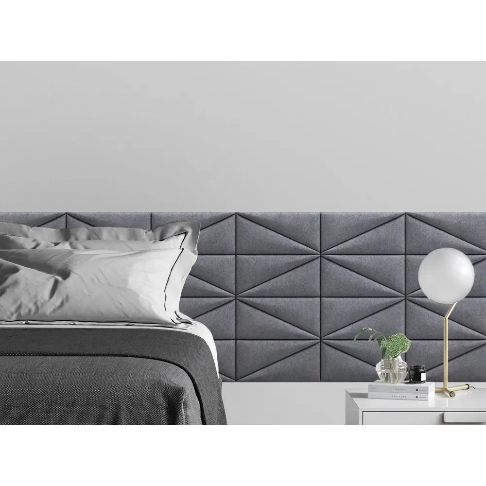 Фото Комплект мягких панелей Tartilla треугольник замша цвет серый 300x150x29мм 2шт Фото Комплект мягких панелей Tartilla треугольник замша цвет серый 300x150x29мм 2шт