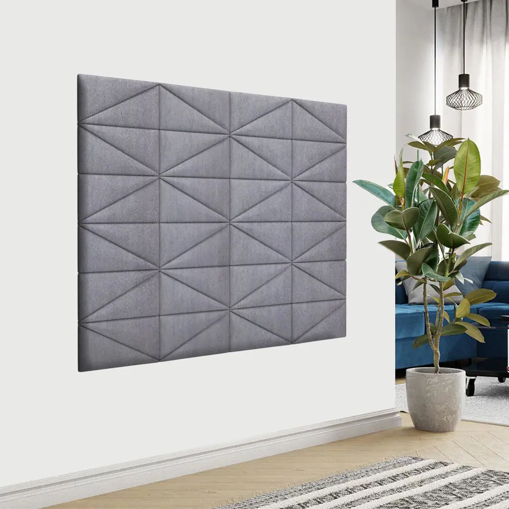 Фото 2 Комплект мягких панелей Tartilla треугольник замша цвет серый 300x150x29мм 2шт Фото 2 Комплект мягких панелей Tartilla треугольник замша цвет серый 300x150x29мм 2шт