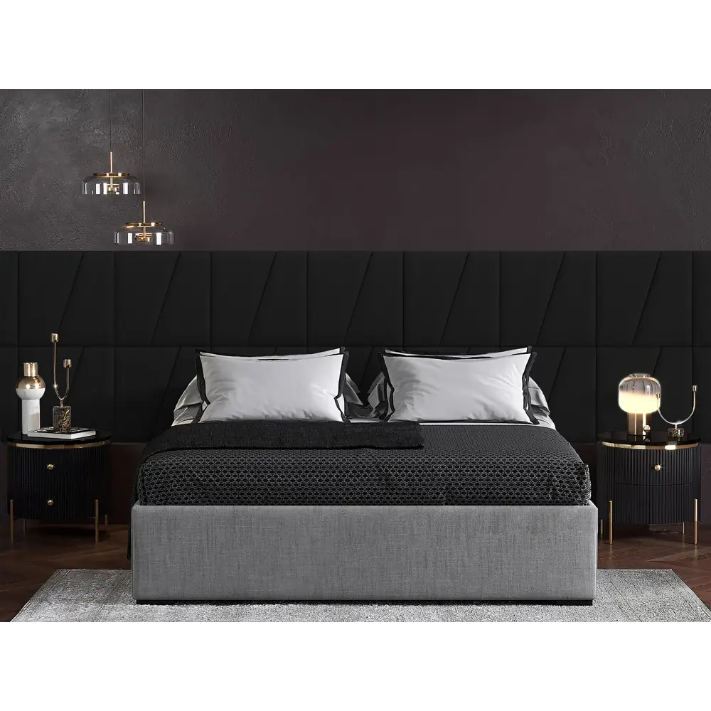 Фото 2 Комплект мягких панелей Tartilla трапеция левая велюр цвет черный 500x500x29мм 2шт Фото 2 Комплект мягких панелей Tartilla трапеция левая велюр цвет черный 500x500x29мм 2шт