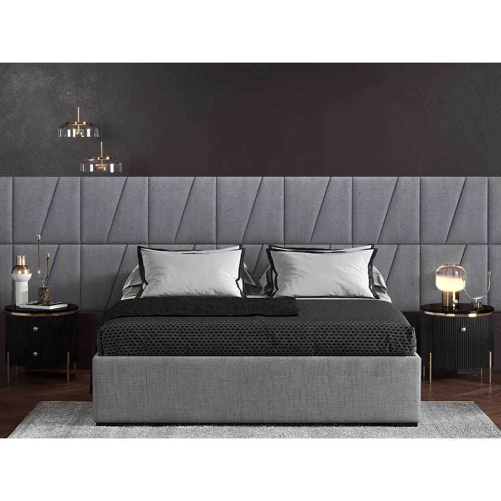 Фото 2 Комплект мягких панелей Tartilla трапеция левая замша цвет серый 500x500x29мм 2шт Фото 2 Комплект мягких панелей Tartilla трапеция левая замша цвет серый 500x500x29мм 2шт