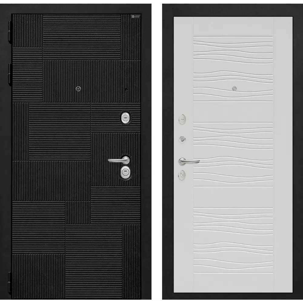Фото Входная дверь Labirintdoors Пазл П-06 левый 205x96см белое дерево/лофт черный Фото Входная дверь Labirintdoors Пазл П-06 левый 205x96см белое дерево/лофт черный