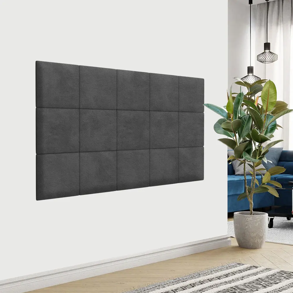 Фото Комплект мягких панелей Tartilla квадрат велюр цвет серый 300x300x35мм 2шт Фото Комплект мягких панелей Tartilla квадрат велюр цвет серый 300x300x35мм 2шт