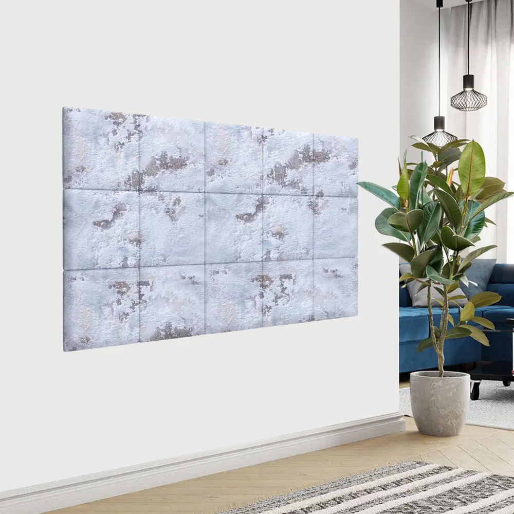 Фото Комплект мягких панелей Tartilla квадрат шелк цвет голубой 300x300x35мм 2шт Фото Комплект мягких панелей Tartilla квадрат шелк цвет голубой 300x300x35мм 2шт