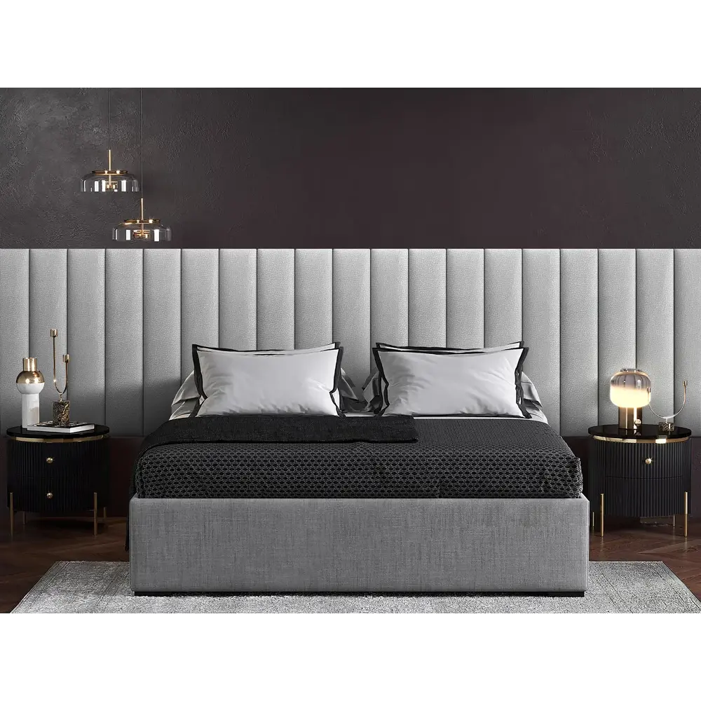 Фото 2 Мягкая панель Tartilla прямоугольник эко кожа цвет серебристый 1000x200x29мм 1шт Фото 2 Мягкая панель Tartilla прямоугольник эко кожа цвет серебристый 1000x200x29мм 1шт