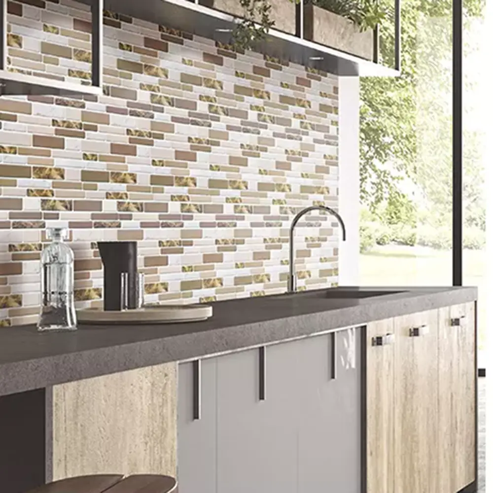 Фото 6 Комплект панелей ПВХ Lako decor Кладка 300x300мм 0.54м² 5шт бежевый глянец