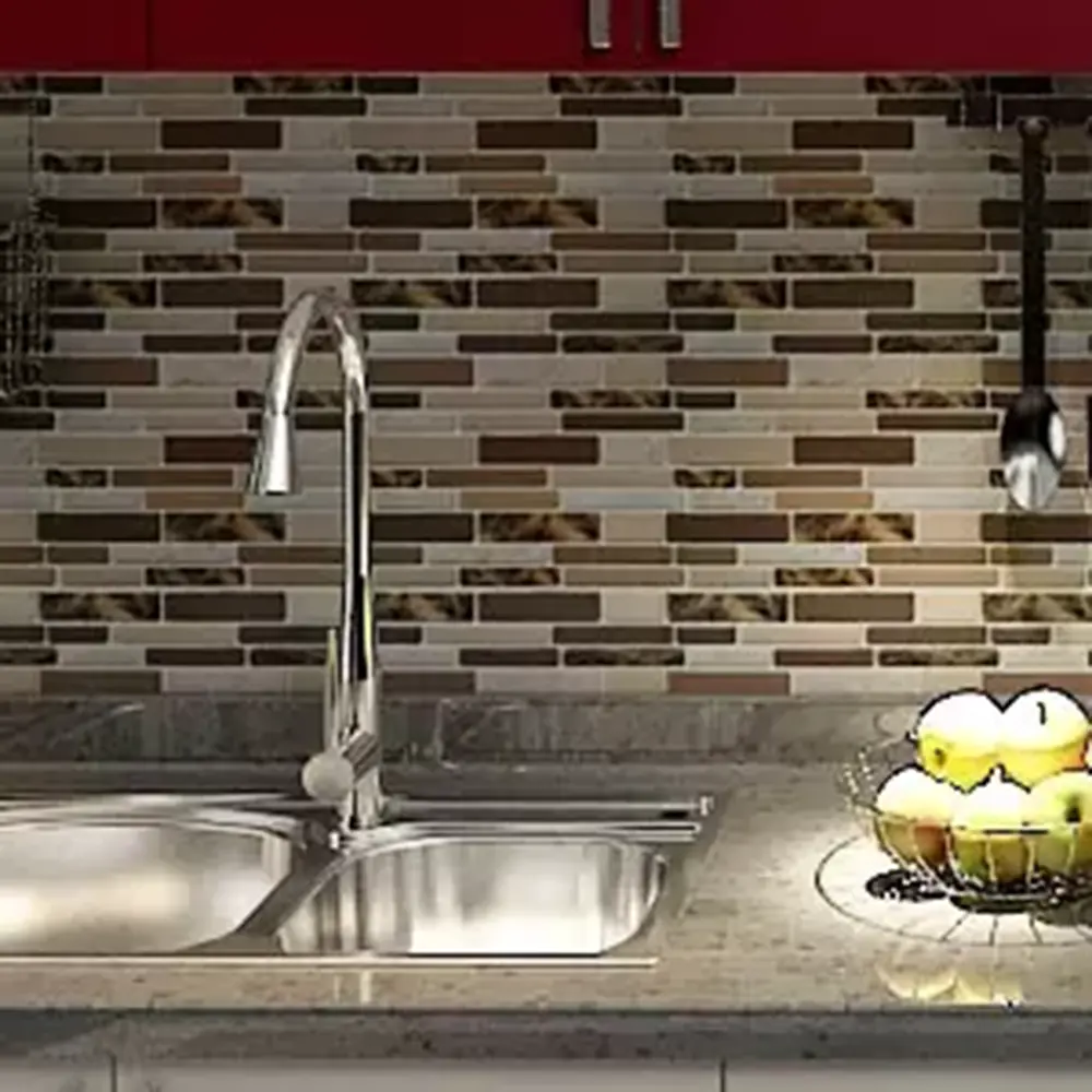 Фото 5 Комплект панелей ПВХ Lako decor Кладка 300x300мм 0.54м² 5шт бежевый глянец