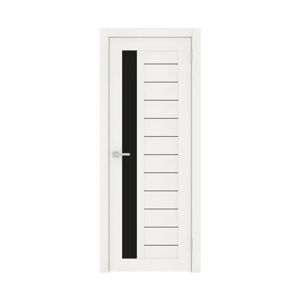 Фото Комплект межкомнатной двери Лесма Стиль Рондо 30 200x80см пленка ПВХ отделка стеклом black star цвет белое дерево с коробом и наличниками Фото Комплект межкомнатной двери Лесма Стиль Рондо 30 200x80см пленка ПВХ отделка стеклом black star цвет белое дерево с коробом и наличниками