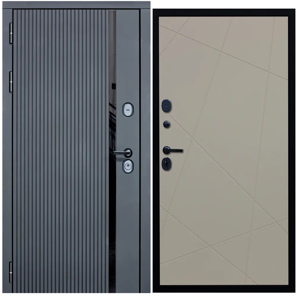 Фото Входная дверь Diva ДХ-46 205x86см левый черный кварц/Д11 софт шампань