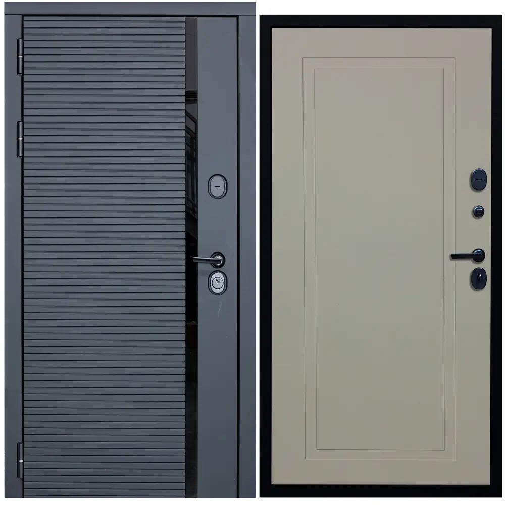 Фото Входная дверь Diva ДХ-45 205x86см левый черный кварц/Д11 софт шампань