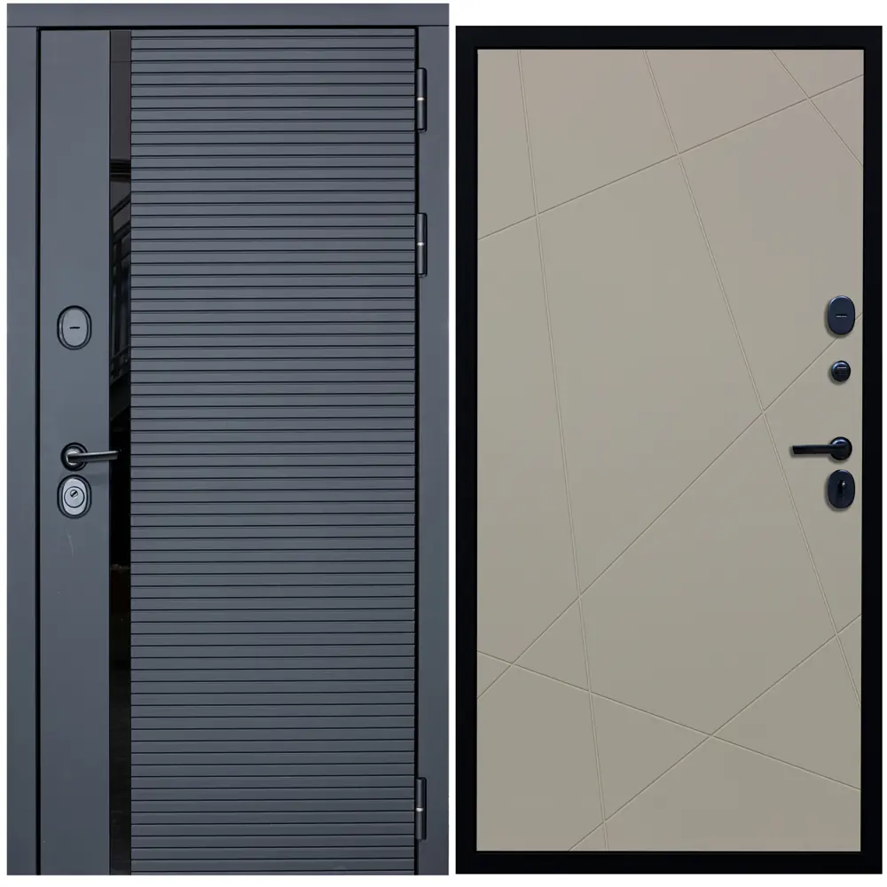 Фото Входная дверь Diva ДХ-45 205x86см правый черный кварц/Д11 софт шампань