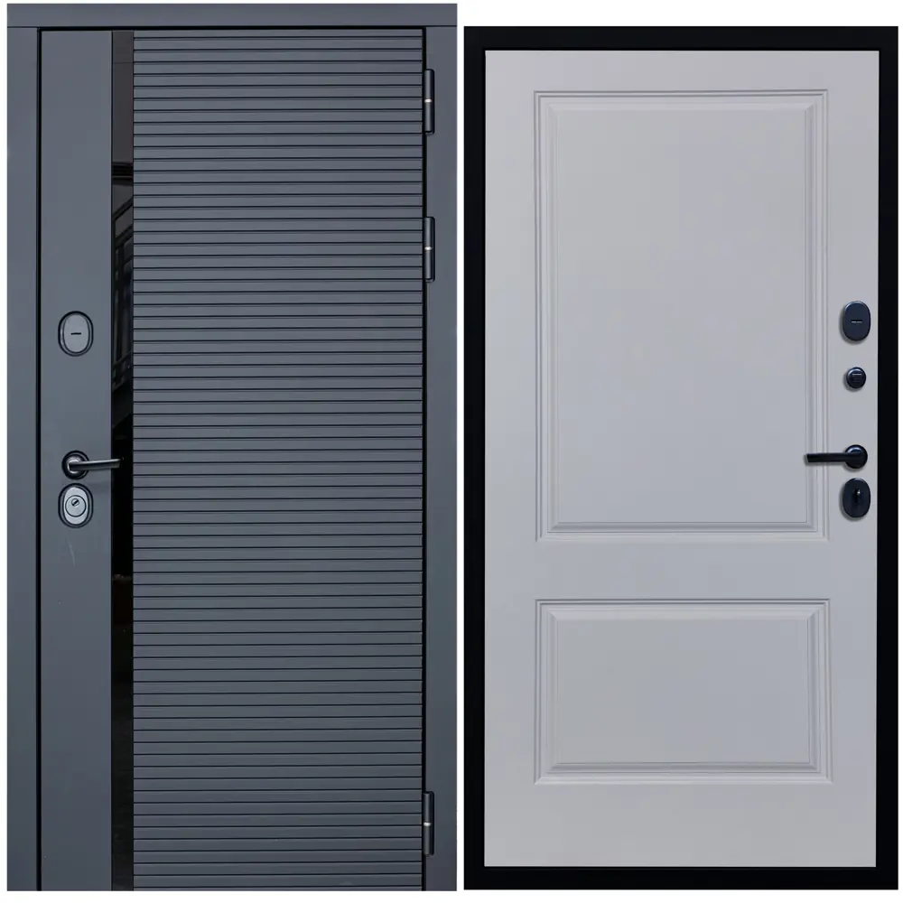 Фото Входная дверь Diva ДХ-45 205x86см правый черный кварц/Д7 белый софт