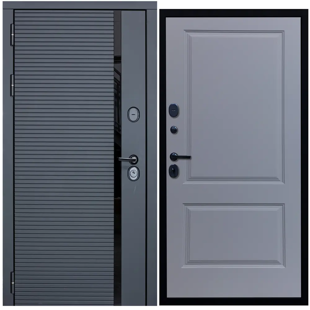 Фото Входная дверь Diva ДХ-45 205x86см левый черный кварц/Д7 силк маус