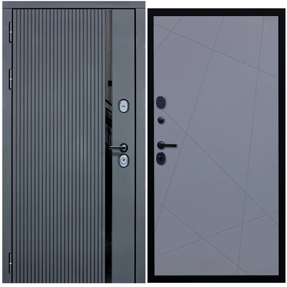 Фото Входная дверь Diva ДХ-46 205x96см левый черный кварц/Д11 силк маус