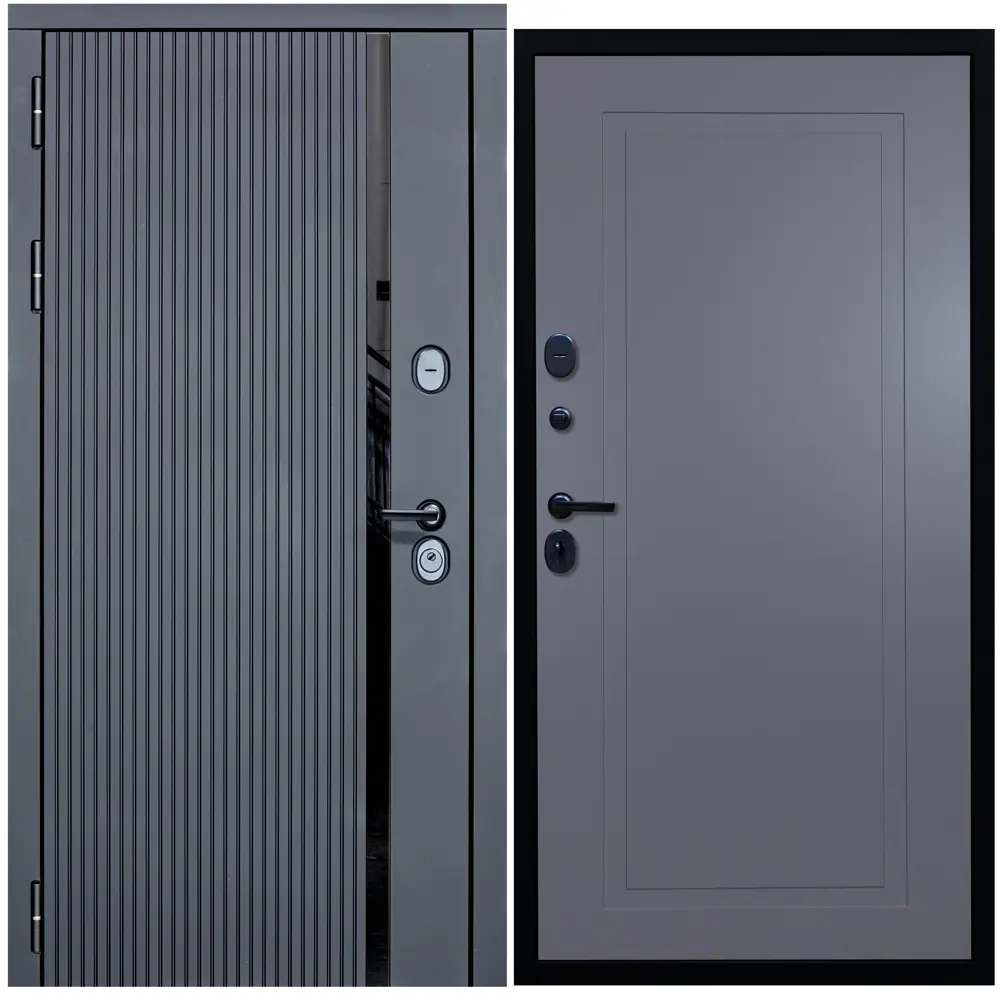 Фото Входная дверь Diva ДХ-45 205x96см левый черный кварц/Н10 силк маус