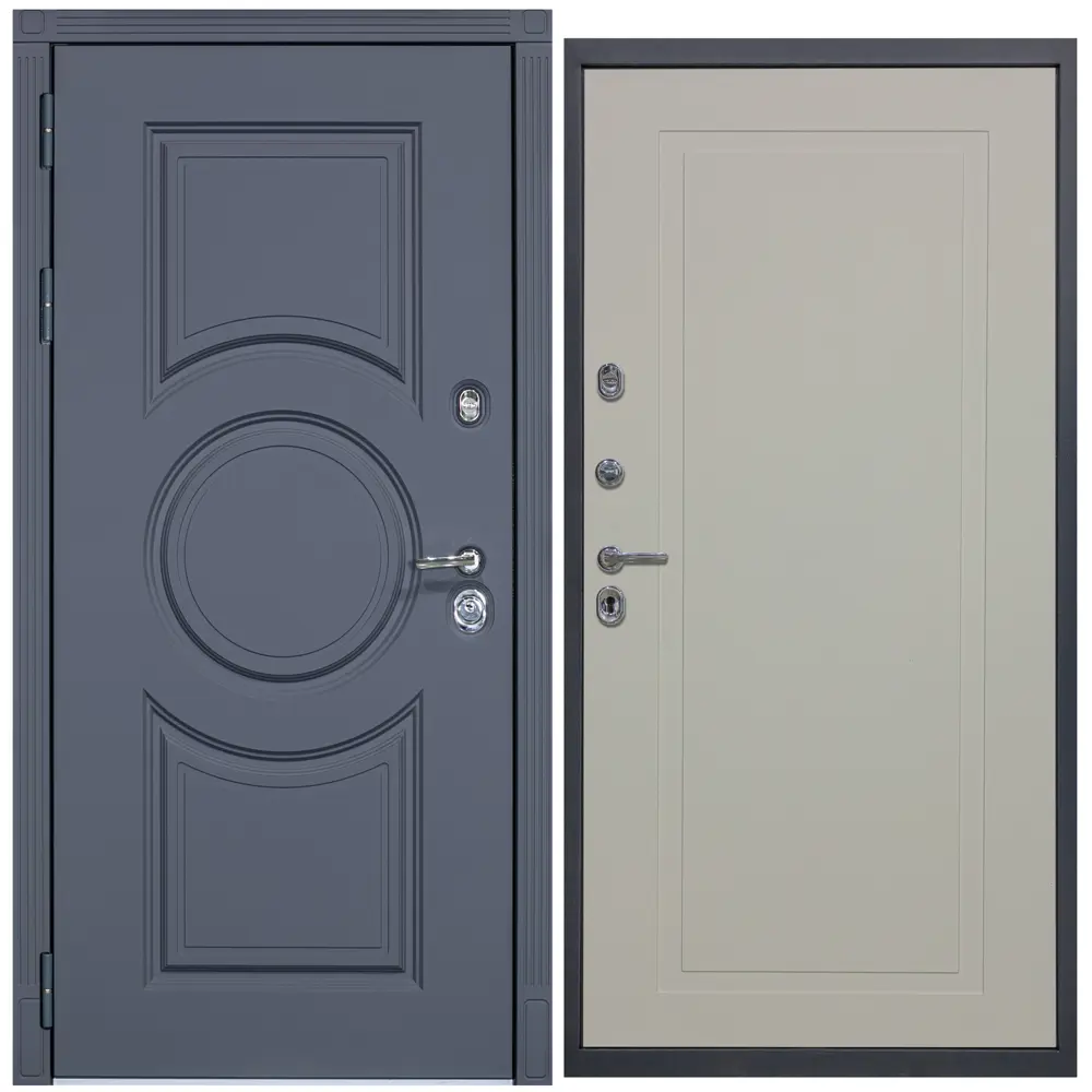 Фото Входная дверь Diva ДХ-30 205x96см левый серый софт/Н10 софт шампань