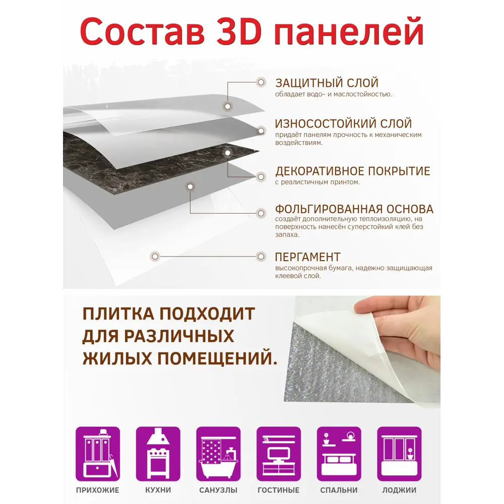 Фото 9 Комплект панелей ПВХ Bazzart Мрамор каррара 300x300мм 3.15м² 35шт Фото 9 Комплект панелей ПВХ Bazzart Мрамор каррара 300x300мм 3.15м² 35шт
