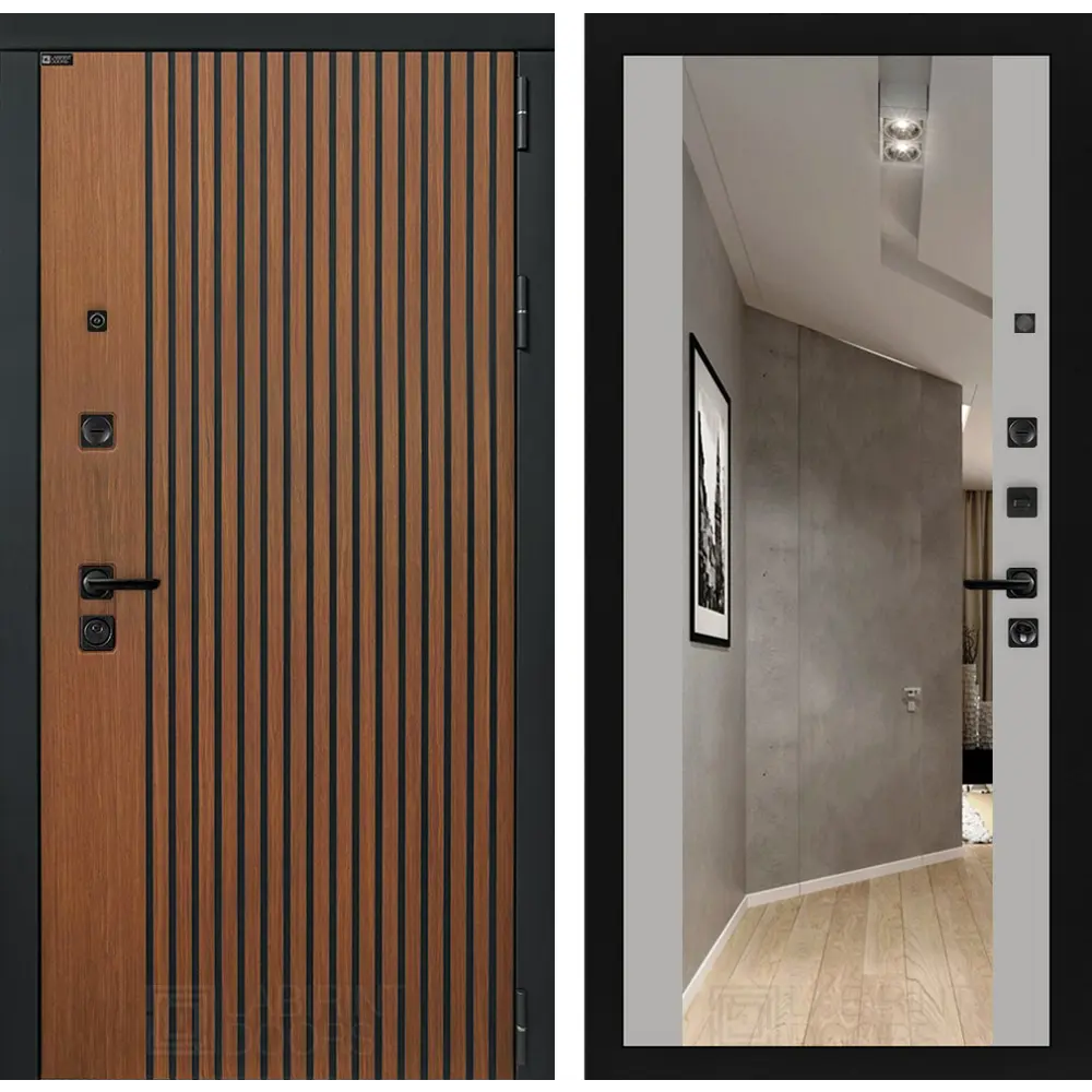 Фото Входная дверь Labirintdoors Шторм 205x88см правый цвет грей софт/дуб кантри темный с зеркалом Фото Входная дверь Labirintdoors Шторм 205x88см правый цвет грей софт/дуб кантри темный с зеркалом