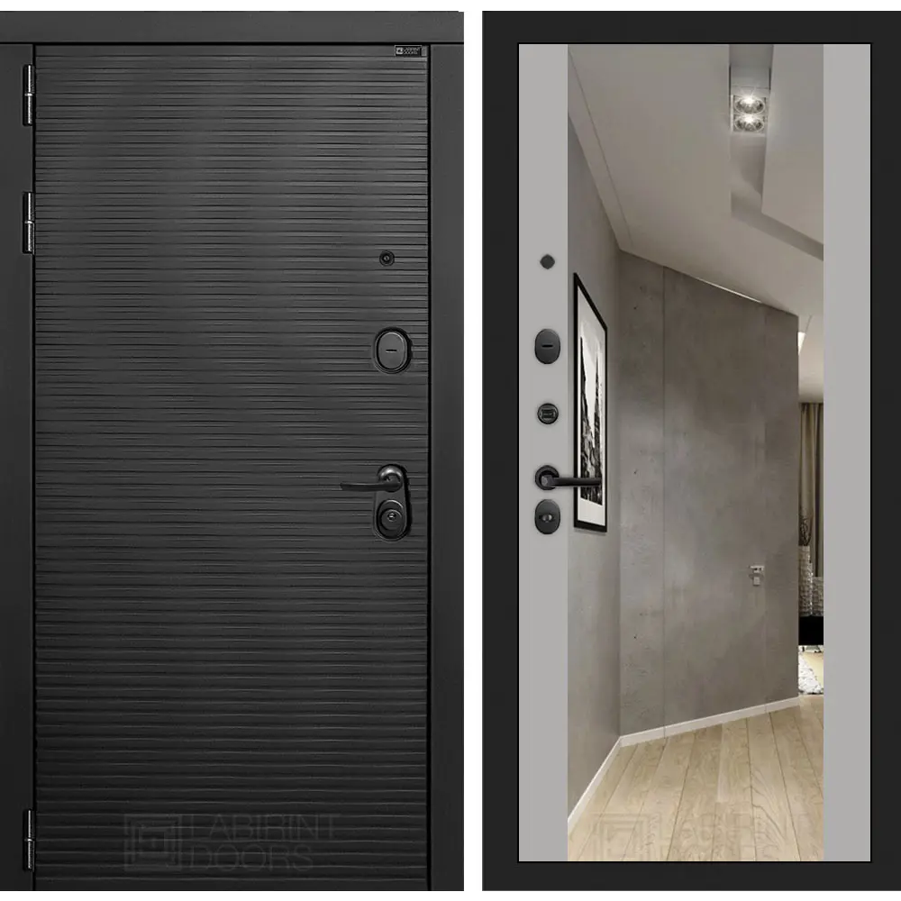 Фото Входная дверь Labirintdoors Вулкано 205x96см левый цвет грей софт/антрацит софт с зеркалом Фото Входная дверь Labirintdoors Вулкано 205x96см левый цвет грей софт/антрацит софт с зеркалом