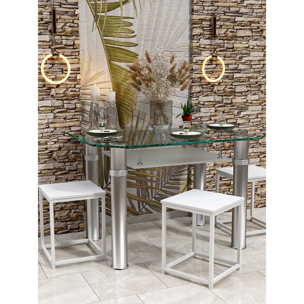 Фото 4 Табурет Estente 36x46x36 см сталь цвет белый Фото 4 Табурет Estente 36x46x36 см сталь цвет белый