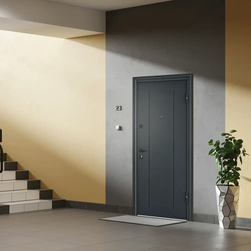 Фото 3 Входная дверь Torex Flat-M правый 205x86см бетон темно-серый Фото 3 Входная дверь Torex Flat-M правый 205x86см бетон темно-серый