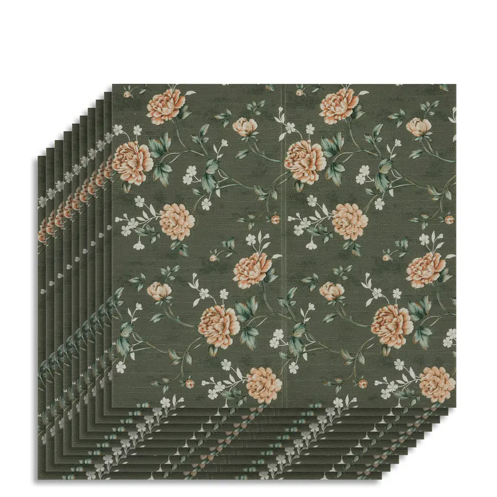 Фото Комплект панелей ПВХ Lako decor Барокко Цветы на зеленом 700x700мм 4.9м² 10шт Фото Комплект панелей ПВХ Lako decor Барокко Цветы на зеленом 700x700мм 4.9м² 10шт