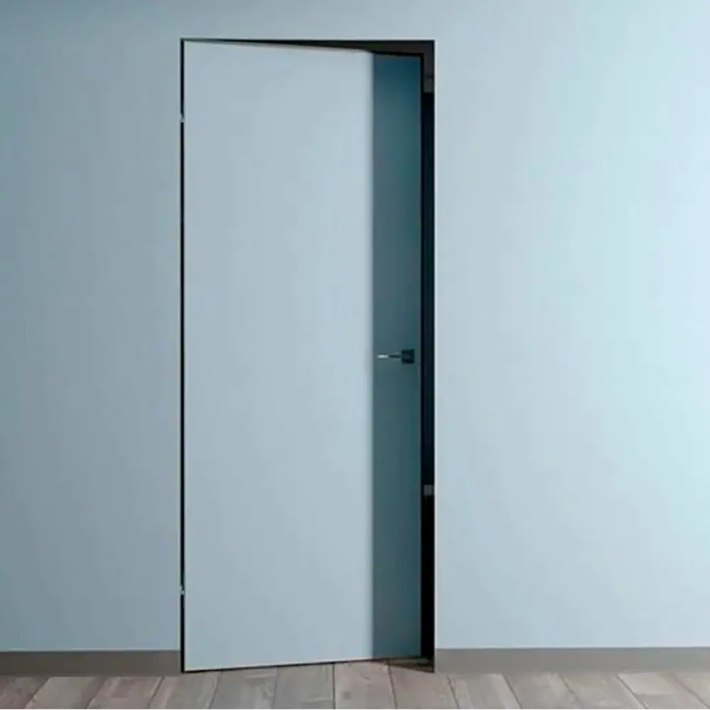 Фото Дверь скрытая CityDoors Secret глухая 60x200см грунтовка левое внутреннее открывание цвет короба серый с замком и петлями Фото Дверь скрытая CityDoors Secret глухая 60x200см грунтовка левое внутреннее открывание цвет короба серый с замком и петлями