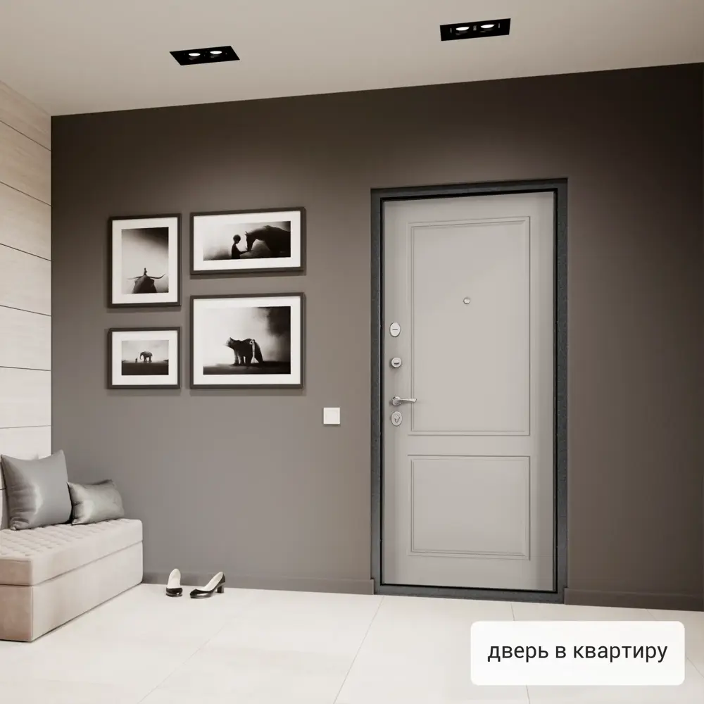 Фото 4 Входная дверь Torex Flat-M левый 205x95см цвет темно-серый/белый Фото 4 Входная дверь Torex Flat-M левый 205x95см цвет темно-серый/белый