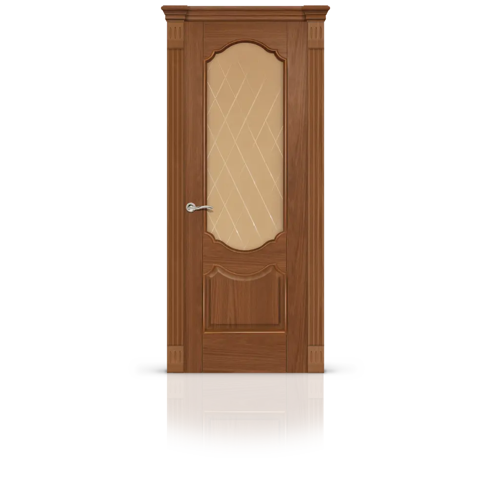 Фото Дверь межкомнатная Citydoors Гиацинт остеклённая 90x200см шпон цвет американский орех без замка и петель