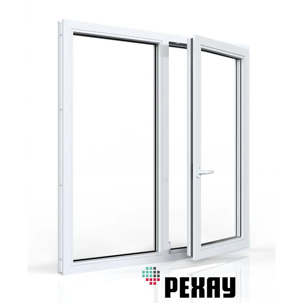 Фото 2 Пластиковое окно ПВХ Рехау Blitz 1500x1500мм (ВхШ) двухстворчатое глухое левое/поворотно-откидное правое однокамерный стеклопакет цвет белый Фото 2 Пластиковое окно ПВХ Рехау Blitz 1500x1500мм (ВхШ) двухстворчатое глухое левое/поворотно-откидное правое однокамерный стеклопакет цвет белый