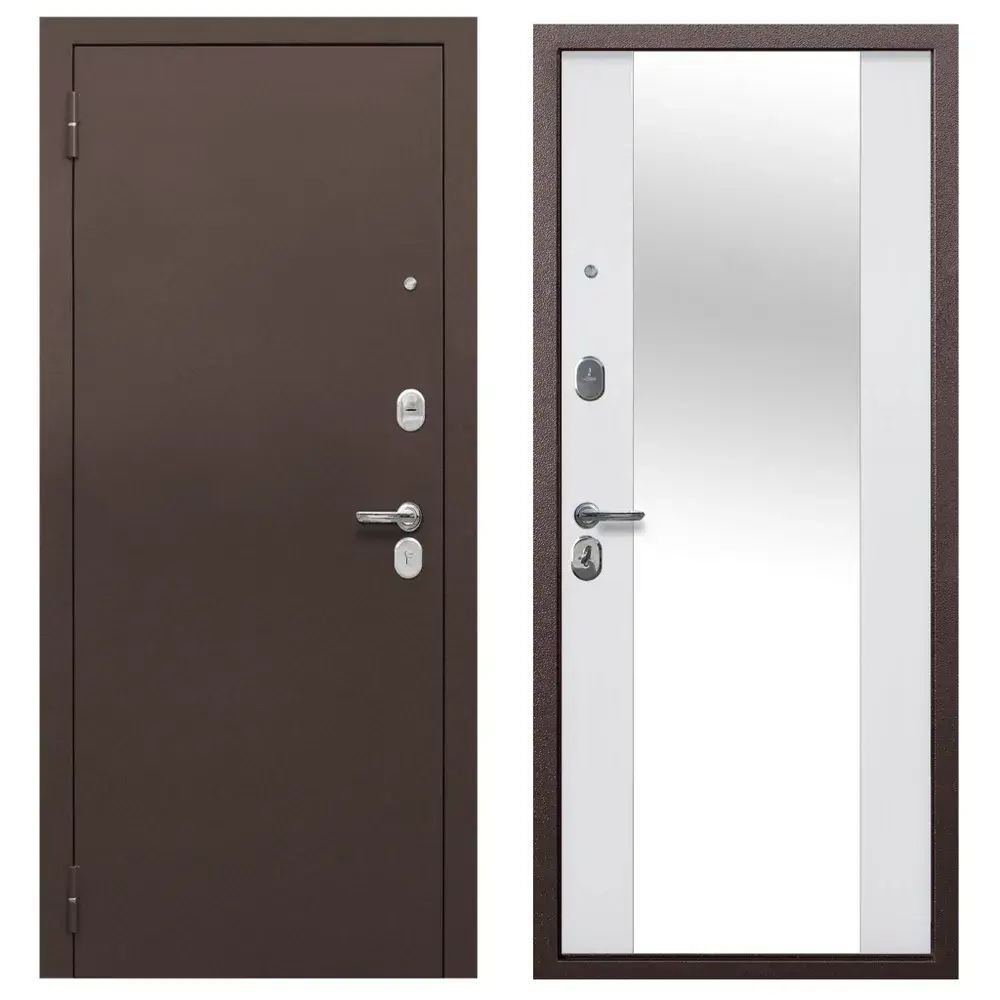 Фото 7 Входная дверь Diva Foreman Т левый 205x86см цвет антик медь/эмалит белый с зеркалом Фото 7 Входная дверь Diva Foreman Т левый 205x86см цвет антик медь/эмалит белый с зеркалом