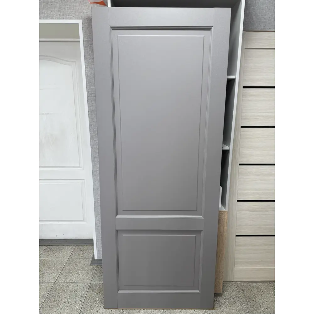 Фото 8 Комплект межкомнатной двери Дверные решения Криста-2 глухая 200x70см ПВХ цвет лофт светлый с коробом и наличниками