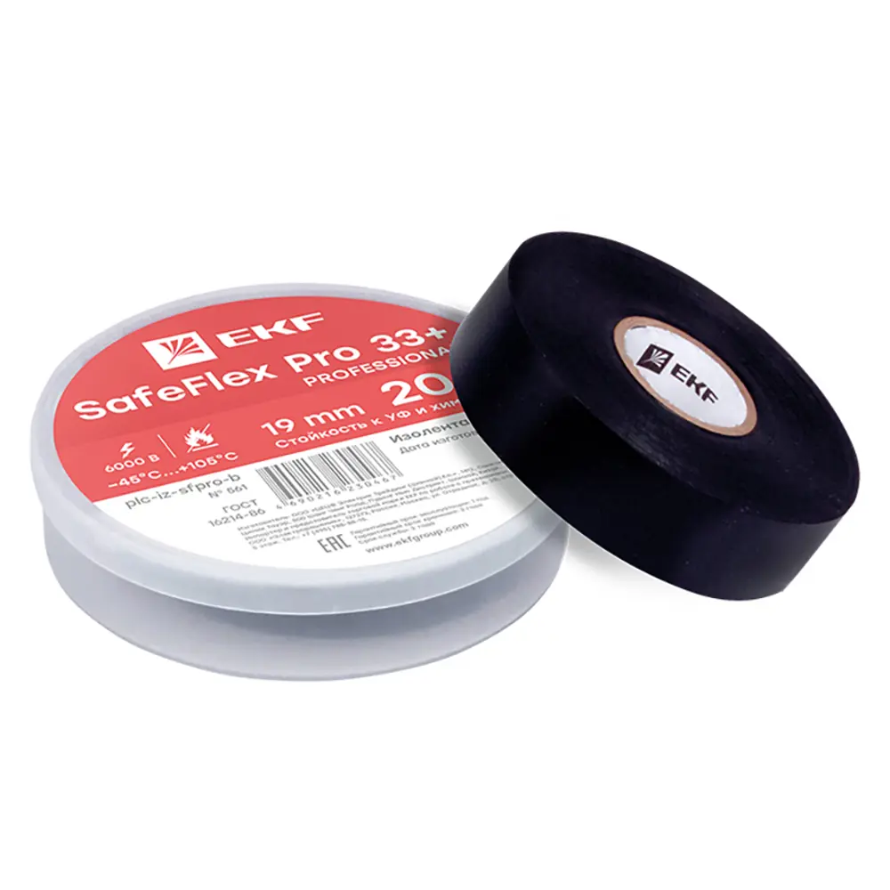Фото Изолента EKF SafeFlex Pro 33 19 мм 20 м ПВХ цвет черный Фото Изолента EKF SafeFlex Pro 33 19 мм 20 м ПВХ цвет черный